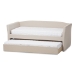 Baxton Studio Camino Modern and Contemporary Beige Fabric Upholstered Daybed with Guest Trundle Bed - BSOCF8756-Beige-Day Bed