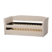 Baxton Studio Camino Modern and Contemporary Beige Fabric Upholstered Daybed with Guest Trundle Bed - BSOCF8756-Beige-Day Bed