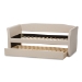 Baxton Studio Camino Modern and Contemporary Beige Fabric Upholstered Daybed with Guest Trundle Bed - BSOCF8756-Beige-Day Bed