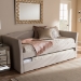 Baxton Studio Camino Modern and Contemporary Beige Fabric Upholstered Daybed with Guest Trundle Bed - BSOCF8756-Beige-Day Bed