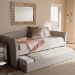 Baxton Studio Camino Modern and Contemporary Beige Fabric Upholstered Daybed with Guest Trundle Bed - BSOCF8756-Beige-Day Bed