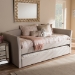 Baxton Studio Camino Modern and Contemporary Beige Fabric Upholstered Daybed with Guest Trundle Bed - BSOCF8756-Beige-Day Bed