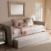 Baxton Studio Camino Modern and Contemporary Beige Fabric Upholstered Daybed with Guest Trundle Bed - BSOCF8756-Beige-Day Bed
