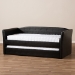 Baxton Studio Camino Modern and Contemporary Black Faux Leather Upholstered Daybed with Guest Trundle Bed - BSOCF8756-Black-Day Bed