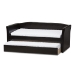 Baxton Studio Camino Modern and Contemporary Black Faux Leather Upholstered Daybed with Guest Trundle Bed - BSOCF8756-Black-Day Bed