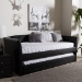 Baxton Studio Camino Modern and Contemporary Black Faux Leather Upholstered Daybed with Guest Trundle Bed - BSOCF8756-Black-Day Bed