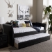 Baxton Studio Camino Modern and Contemporary Black Faux Leather Upholstered Daybed with Guest Trundle Bed - BSOCF8756-Black-Day Bed