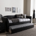 Baxton Studio Camino Modern and Contemporary Black Faux Leather Upholstered Daybed with Guest Trundle Bed - BSOCF8756-Black-Day Bed