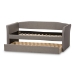Baxton Studio Camino Modern and Contemporary Grey Fabric Upholstered Daybed with Guest Trundle Bed - BSOCF8756-Grey-Day Bed
