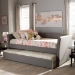 Baxton Studio Camino Modern and Contemporary Grey Fabric Upholstered Daybed with Guest Trundle Bed - BSOCF8756-Grey-Day Bed