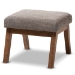 Baxton Studio Aberdeen Mid-Century Modern Walnut Wood Finishing and Gravel Fabric Upholstered Ottoman