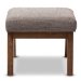 Baxton Studio Aberdeen Mid-Century Modern Walnut Wood Finishing and Gravel Fabric Upholstered Ottoman - BSOBBT5254-Gravel-OTTO-TH1308