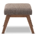 Baxton Studio Aberdeen Mid-Century Modern Walnut Wood Finishing and Gravel Fabric Upholstered Ottoman - BSOBBT5254-Gravel-OTTO-TH1308