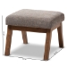 Baxton Studio Aberdeen Mid-Century Modern Walnut Wood Finishing and Gravel Fabric Upholstered Ottoman - BSOBBT5254-Gravel-OTTO-TH1308