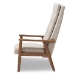 Baxton Studio Roxy Mid-Century Modern Walnut Brown Finish Wood and Light Beige Fabric Upholstered Button-Tufted High-Back Chair - BSOBBT5265-Light Beige-CC-6086-1
