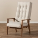Baxton Studio Roxy Mid-Century Modern Walnut Brown Finish Wood and Light Beige Fabric Upholstered Button-Tufted High-Back Chair - BSOBBT5265-Light Beige-CC-6086-1