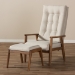 Baxton Studio Roxy Mid-Century Modern Walnut Wood Finishing and Light Beige Fabric Upholstered Button-Tufted High-Back Lounge Chair and Ottoman Set - BSOBBT5265-Light-Beige Set