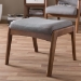 Baxton Studio Roxy Mid-Century Modern Walnut Wood Finishing and Grey Fabric Upholstered Ottoman - BSOBBT5266-Grey-Stool-XD45