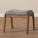 Baxton Studio Roxy Mid-Century Modern Walnut Wood Finishing and Grey Fabric Upholstered Ottoman - BSOBBT5266-Grey-Stool-XD45