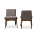 Baxton Studio Nexus Mid-Century Modern Walnut Wood Finishing and Gravel Fabric Upholstered Dining Side Chair (Set of 2) - BSOBBT5280-Gravel-DC-TH1308