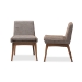 Baxton Studio Nexus Mid-Century Modern Walnut Wood Finishing and Gravel Fabric Upholstered Dining Side Chair (Set of 2) - BSOBBT5280-Gravel-DC-TH1308