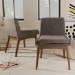 Baxton Studio Nexus Mid-Century Modern Walnut Wood Finishing and Gravel Fabric Upholstered Dining Side Chair (Set of 2) - BSOBBT5280-Gravel-DC-TH1308