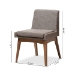 Baxton Studio Nexus Mid-Century Modern Walnut Wood Finishing and Gravel Fabric Upholstered Dining Side Chair (Set of 2) - BSOBBT5280-Gravel-DC-TH1308