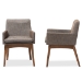 Baxton Studio Nexus Mid-Century Modern Walnut Wood Finishing and Gravel Fabric Upholstered Arm Chair (Set of 2) - BSOBBT5281-Gravel-CC-TH1308