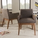 Baxton Studio Nexus Mid-Century Modern Walnut Wood Finishing and Gravel Fabric Upholstered Arm Chair (Set of 2) - BSOBBT5281-Gravel-CC-TH1308