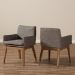 Baxton Studio Nexus Mid-Century Modern Walnut Wood Finishing and Gravel Fabric Upholstered Arm Chair (Set of 2) - BSOBBT5281-Gravel-CC-TH1308