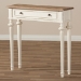 Baxton Studio Marquetterie French Provincial Style Weathered Oak and White Wash Distressed Finish Wood Two-Tone Console Table - BSOPRL16VM(AR)/M