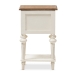 Baxton Studio Marquetterie French Provincial Style Weathered Oak and White Wash Distressed Finish Wood Two-Tone 2-Drawer and 1-Shelf Nightstand - BSOPRL8VM(AR)/M B