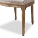 Baxton Studio Adelia French Vintage Cottage Weathered Oak Finish Wood and Beige Fabric Upholstered Dining Side Chair with Round Cane Back - BSOTSF-9315B-Beige-DC