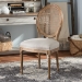 Baxton Studio Adelia French Vintage Cottage Weathered Oak Finish Wood and Beige Fabric Upholstered Dining Side Chair with Round Cane Back - BSOTSF-9315B-Beige-DC