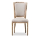 Baxton Studio Cadencia French Vintage Cottage Weathered Oak Finish Wood and Beige Fabric Upholstered Dining Side Chair - BSOTSF-9341B-Beige-DC