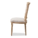 Baxton Studio Cadencia French Vintage Cottage Weathered Oak Finish Wood and Beige Fabric Upholstered Dining Side Chair - BSOTSF-9341B-Beige-DC