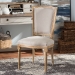 Baxton Studio Cadencia French Vintage Cottage Weathered Oak Finish Wood and Beige Fabric Upholstered Dining Side Chair - BSOTSF-9341B-Beige-DC