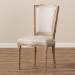 Baxton Studio Cadencia French Vintage Cottage Weathered Oak Finish Wood and Beige Fabric Upholstered Dining Side Chair - BSOTSF-9341B-Beige-DC