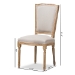 Baxton Studio Cadencia French Vintage Cottage Weathered Oak Finish Wood and Beige Fabric Upholstered Dining Side Chair - BSOTSF-9341B-Beige-DC