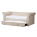 Baxton Studio Mabelle Modern and Contemporary Beige Fabric Trundle Daybed - BSOAshley-Beige-Daybed
