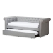 Baxton Studio Mabelle Modern and Contemporary Grey Fabric Trundle Daybed - BSOAshley-Grey-Daybed