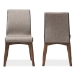 Baxton Studio Kimberly Mid-Century Modern Beige and Brown Fabric Dining Chair (Set of 2) - BSOKimberly-Brown/Dark-Brown-DC