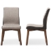 Baxton Studio Kimberly Mid-Century Modern Beige and Brown Fabric Dining Chair (Set of 2) - BSOKimberly-Brown/Dark-Brown-DC