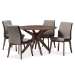 Baxton Studio Kimberly Mid-Century Modern Walnut Wood Round 5-Piece Dining Set