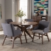 Baxton Studio Monte Mid-Century Modern Walnut Wood Round 5-Piece Dining Set - BSOMonte-Dark-Grey/Walnut 5PC Dining Set