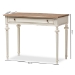 Baxton Studio Marquetterie French Provincial Weathered Oak and Whitewash Writing Desk - BSOPRL5VM(AR)/M B