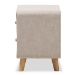 Baxton Studio Jonesy Mid-Century Beige Linen Upholstered 2-Drawer Nightstand - BSOBBT3140-Beige-NS-XD02