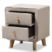Baxton Studio Jonesy Mid-Century Beige Linen Upholstered 2-Drawer Nightstand - BSOBBT3140-Beige-NS-XD02