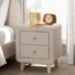 Baxton Studio Jonesy Mid-Century Beige Linen Upholstered 2-Drawer Nightstand - BSOBBT3140-Beige-NS-XD02