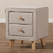 Baxton Studio Jonesy Mid-Century Beige Linen Upholstered 2-Drawer Nightstand - BSOBBT3140-Beige-NS-XD02